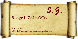 Siegel Zoltán névjegykártya